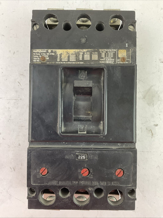WESTINGHOUSE KA3225F CIRCUIT BREAKER 225A 600VAC 3POLE