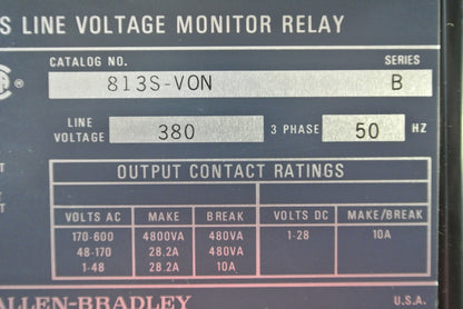 ALLEN-BRADLEY 813S-VON Ser. B LINE VOLTAGE MONITOR RELAY 440/380V - NEW SURPLUS