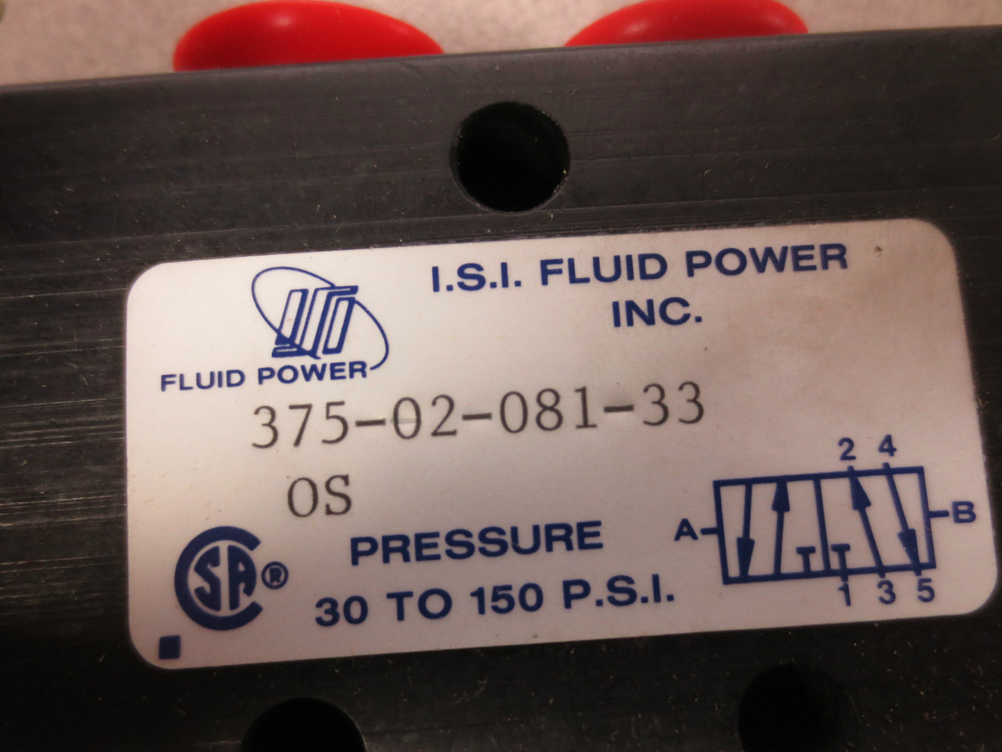 ISI FLUID POWER OMNI 375-02-081-33 AIR VALVE 24VDC 7W 30-150psi - I.S.I. SURPLUS