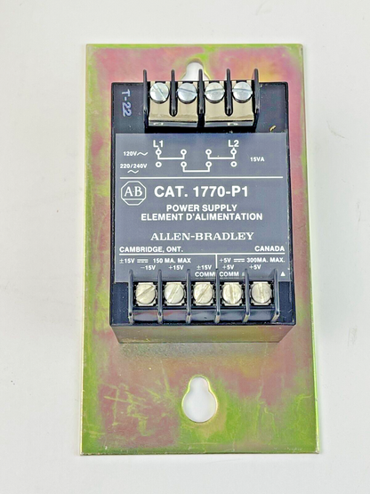 ALLEN-BRADLEY - 1770-P1 SER. A - POWER SUPPLY - 15AMP/120-240VAC/ANALOG/MODULAR