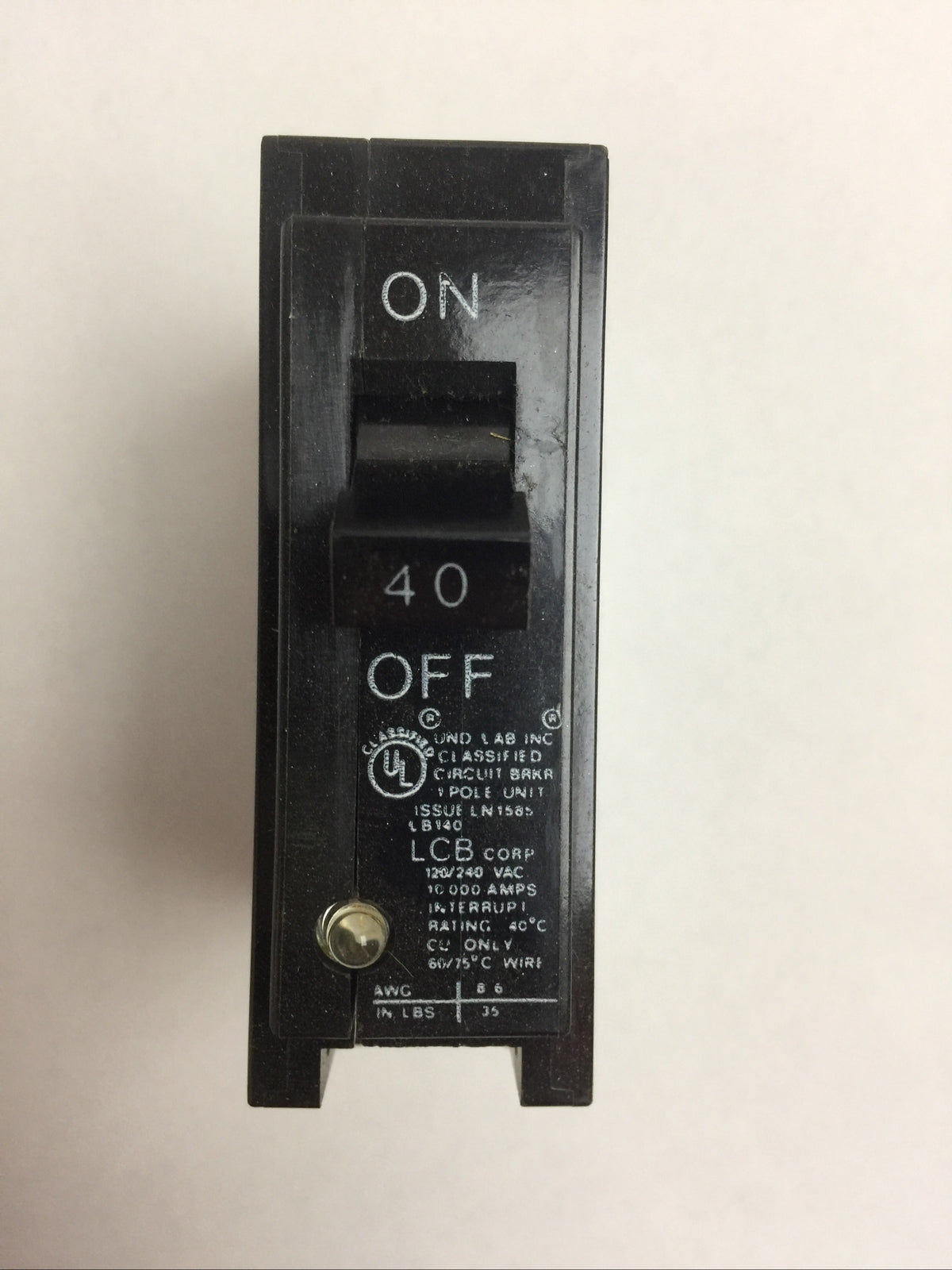 LCB LB140 LIGHT CIRCUIT BREAKER 40AMP 120/240VAC 1POLE (BOX OF 10)