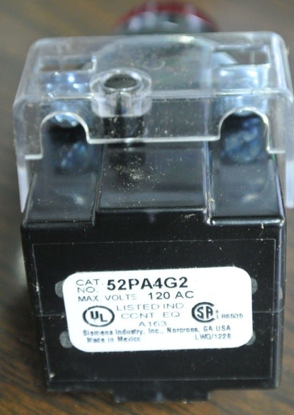 SIEMENS 52PA4G2 - PILOT LIGHT, TRANSFORMER TYPE - 120VAC - RED - NEW SURPLUS