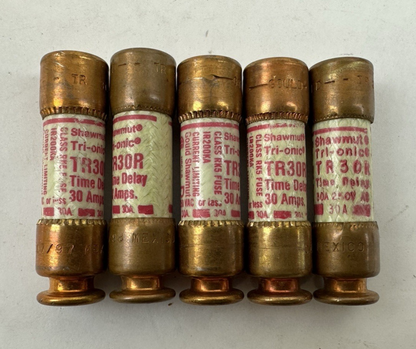 GOULD SHAWMUT TR30R TRI-ONIC FUSE TIME DELAY 30 AMP 250V LOT OF 5