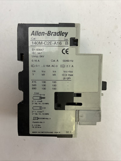 ALLEN BRADLEY 140M-C2E-A16 MOTOR PROTECTOR SER B 0.10-0.16A