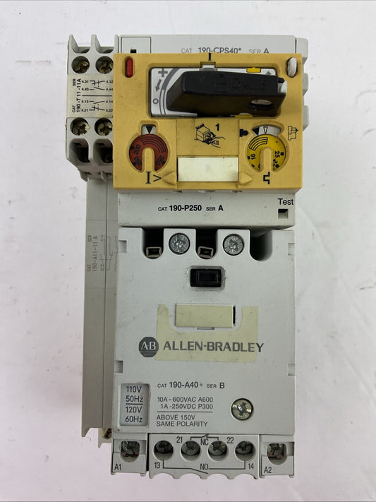 ALLEN BRADLEY STARTER 190-A40 SER B COIL 120V 190-P250 SER A 190-A11-11 SER A