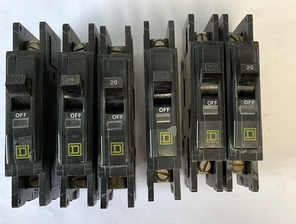 SQUARE D QOU120 CIRCUIT BREAKER 120/240VDC***LOTOF6***