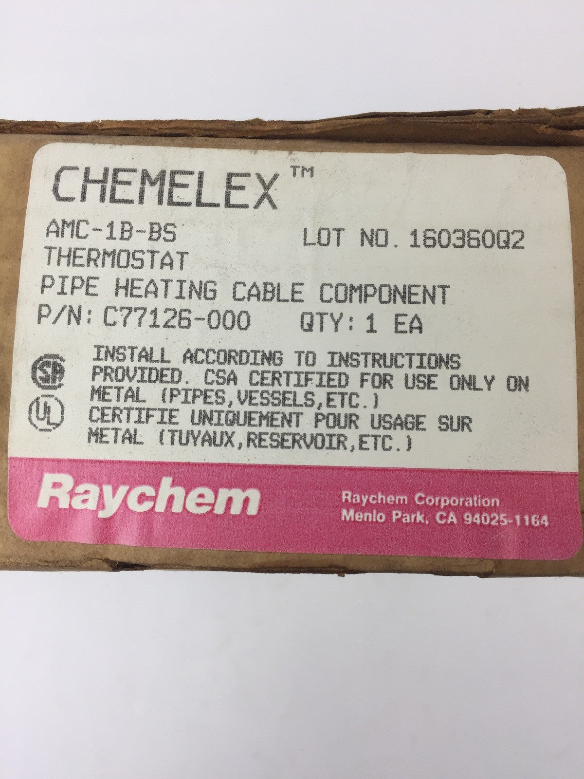 CHEMELEX AMC-1B-BS THERMOSTAT PIPE HEATING CABLE COMPONENT 22A @ 125,250,480VAC