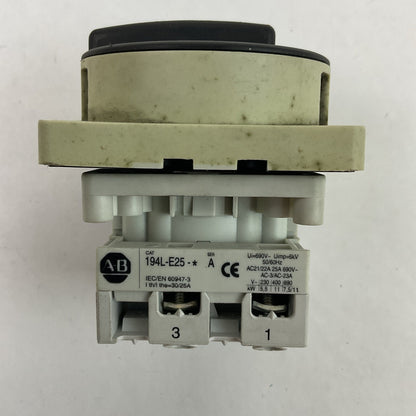 ALLEN BRADLEY 194L-E25 SER A LOAD SWITCH 25A 600VAC 15HP 3PH