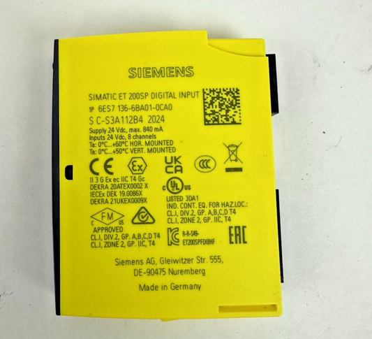 SIEMENS 6ES7 136-6BA01-0CA0 SIMATIC DIGITAL INPUT MODULE 24VDC SIMATIC ET 200SP