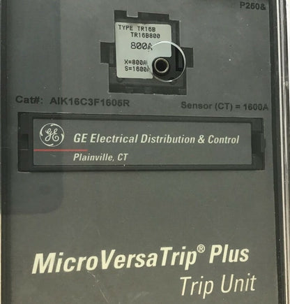 GENERAL ELECTRIC AIK16C3F1605R TRIP UNIT W/TR16B800 800A MICROVERSATRIP