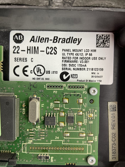ALLEN BRADLEY 22-HIM-C2S SER C FIRMWARE V3.001 PANEL MOUNT LCD HIM