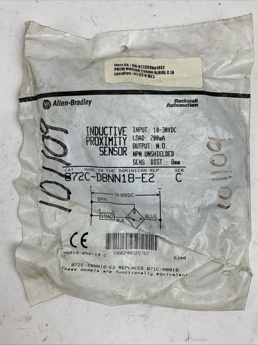ALLEN BRADLEY 872C-D8NN18-E2 SER C OUTPUT N.O. INPUT 10-30VDC LOAD 200mA SENSOR