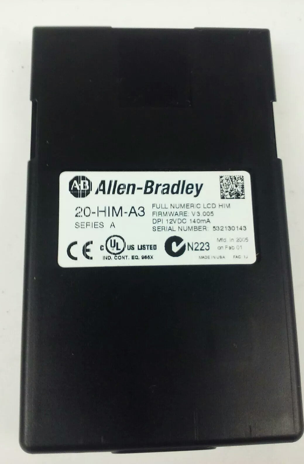 ALLEN BRADLEY POWER FLEX 70 20A-D2P1A0AYNNENN SER. A,3PH,480V, 1HP, W/ 20-HIM-A3