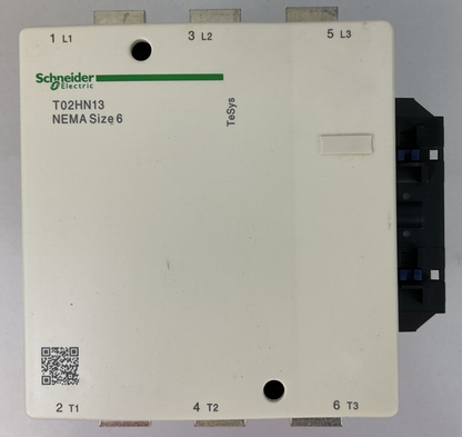 SCHNEIDER ELECTRIC T02HN13F7 SIZE 6 CONTACTOR TeSys LX1FK110 110-120VAC 40-400Hz