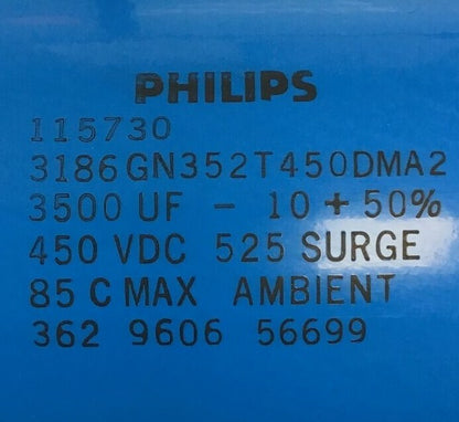 PHILIPS 3186GN352T450DMA2 CAPACITOR 115730 3500UF 450VDC 525 SURGE