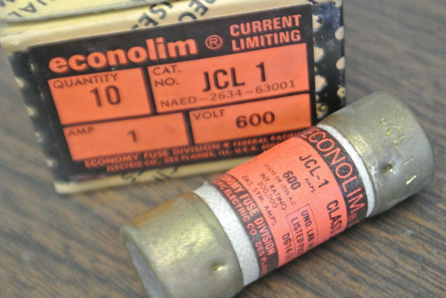 BOX of 10 / ECONOMY JCL1 CURRENT-LIMITING FUSE / 1A / 600V / NEW SURPLUS