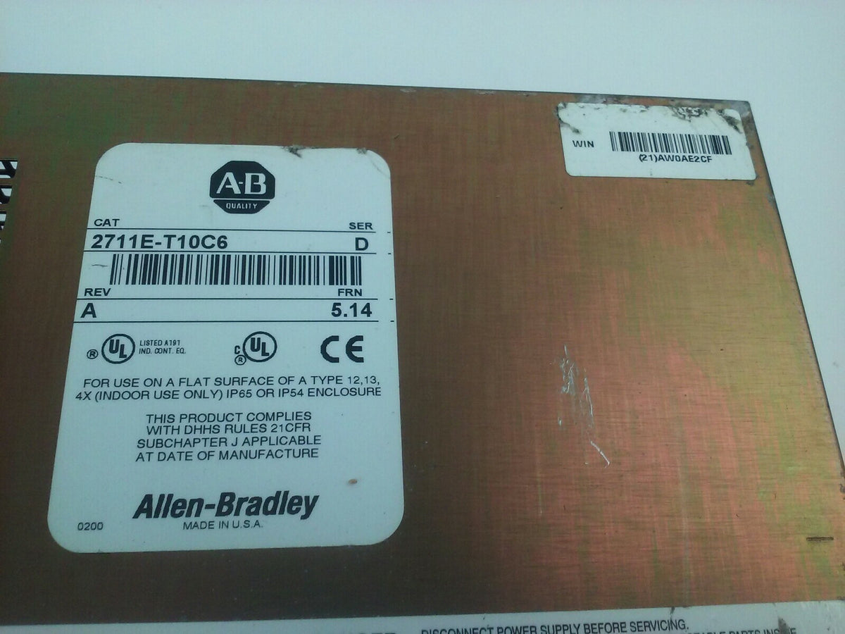 ALLEN BRADLEY 2711E-T10C6 SER. D REV. A  PANELVIEW 1000E TERMINAL FRN 5.14