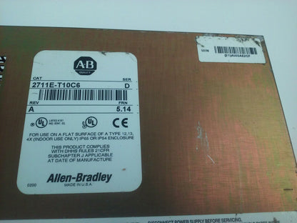 ALLEN BRADLEY 2711E-T10C6 SER. D REV. A  PANELVIEW 1000E TERMINAL FRN 5.14