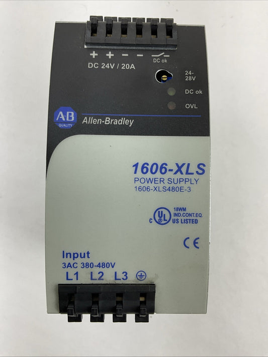 ALLEN BRADLEY 1606-XLS480E-3 SER A POWER SUPPLY OUTPUT 24-28VDC INPUT 380-480VAC
