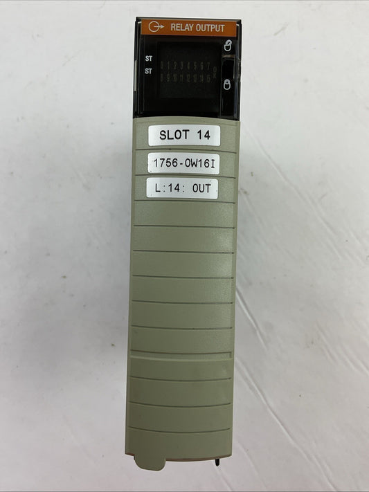 ALLEN BRADLEY 1756-OW16I SER A FW 3.003 CONTOLLOGIX 16 PT DIGITAL RELAY MODULE