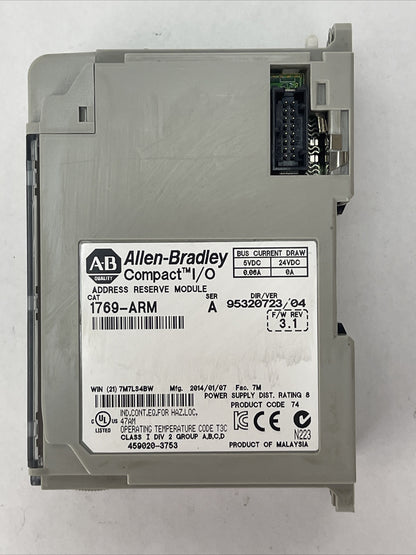 ALLEN BRADLEY COMPACT I/O 1769-ARM SER A F/W REV 3.1 ADDRESS RESERVE MODULE