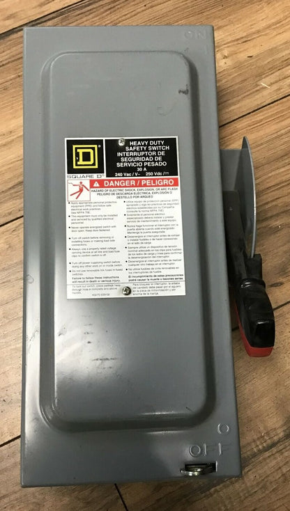 SQUARE D H221N SER. F05 SAFETY SWITCH 240VAC/250VDC 30A TYPE1 FUSIBLE