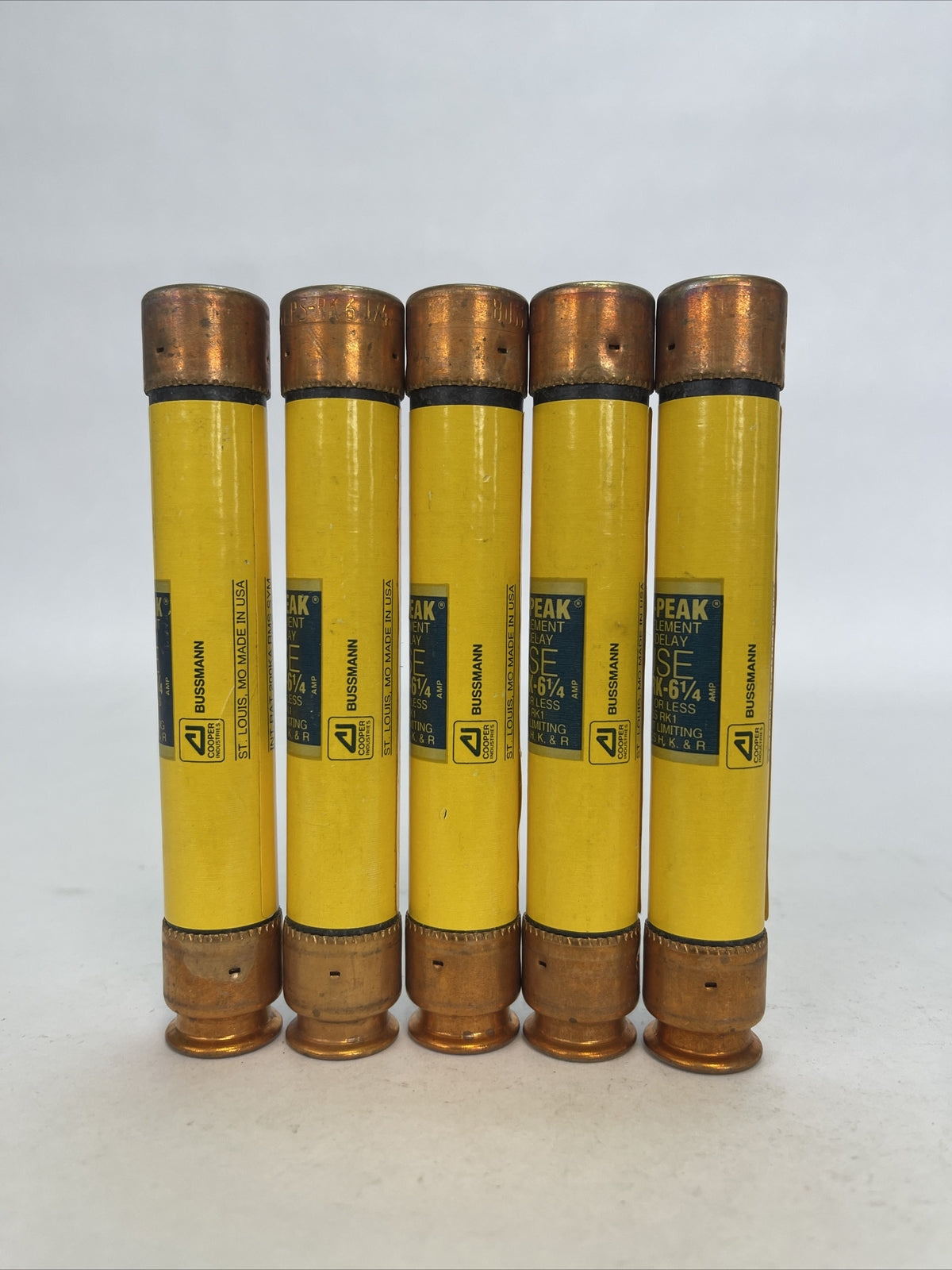 COOPER BUSSMANN LPS-RK-6 1/4 LOW-PEAK DUAL ELEMENT FUSE 600VAC 6-1/4A (LOT OF 5)