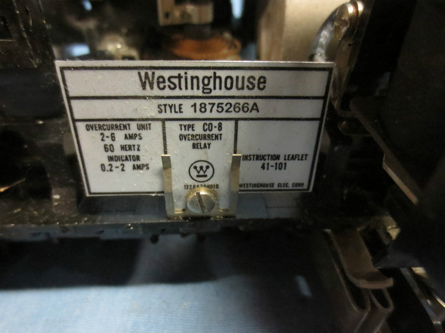 WESTINGHOUSE 1875266A TYPE CO-8 OVERCURRENT RELAY