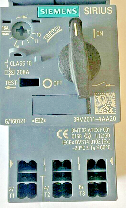 SIEMENS 3RV2011-4AA20 MOTOR CONTROL 10-16A 50HZ