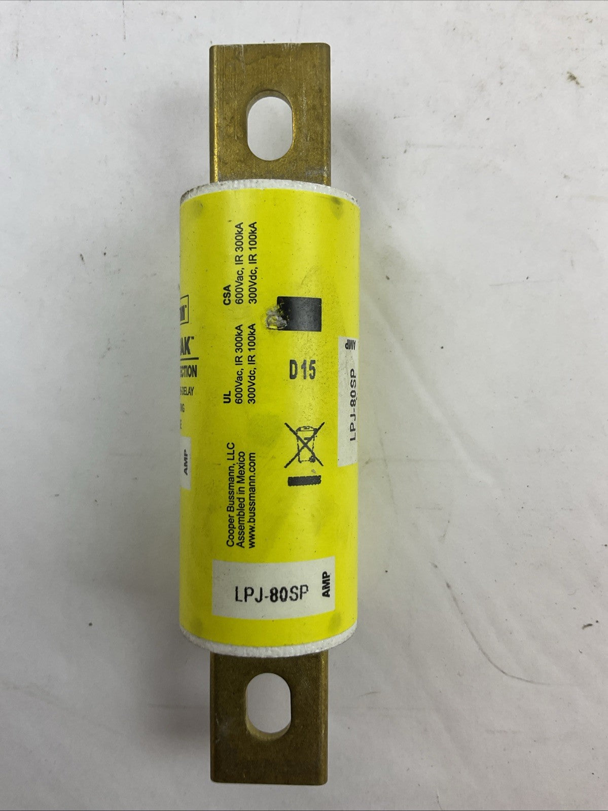 COOPER BUSSMANN LPJ-80SP LOW-PEAK DUAL-ELEMENT CLASS J FUSE 80AMP 600VAC 300VDC