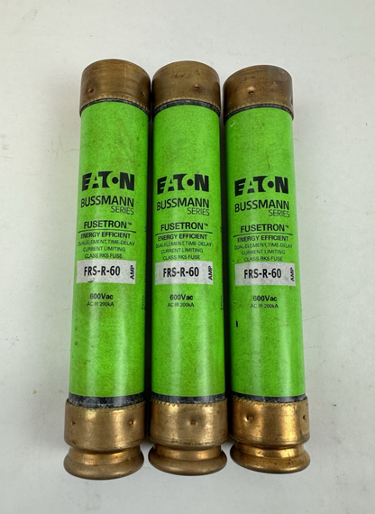 EATON BUSSMANN FRS-R-60 FUSE 60A 600VAC CLASS RK5 TIME DELAY LOT OF 3