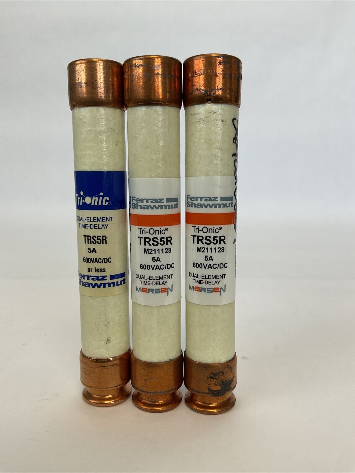 FERRAZ SHAWMUT TRS5R 5A 600V TRI-ONIC FUSE DUAL ELEMENT TIME DELAY (LOT OF 3)