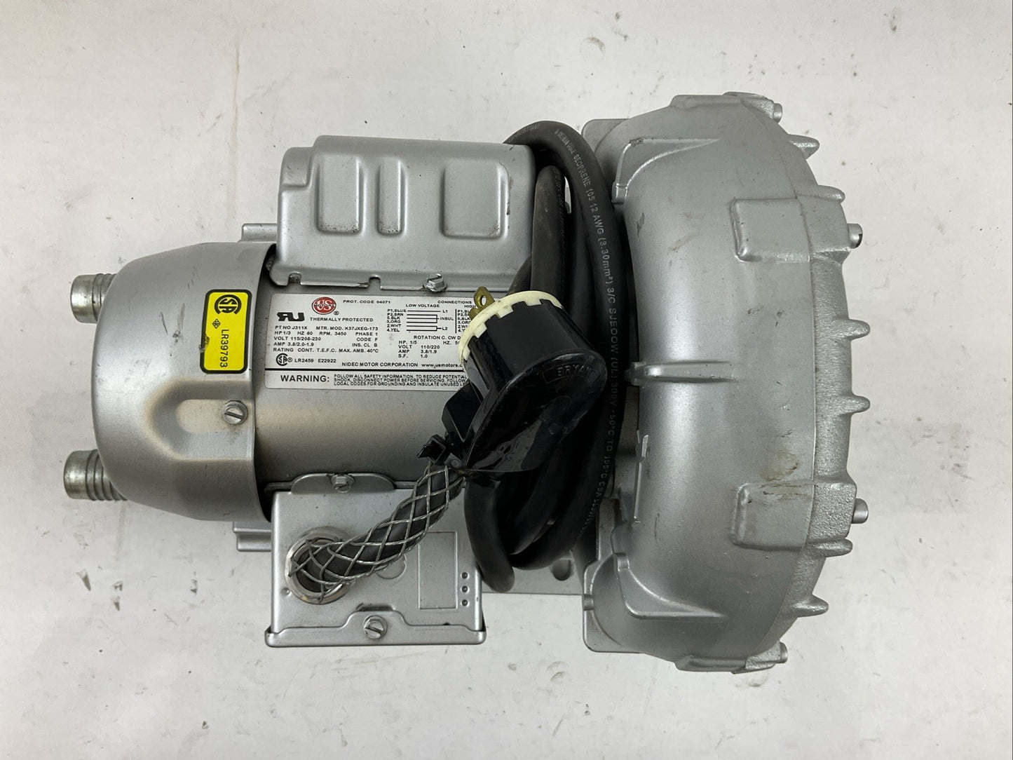 GAST RTEGENAIR R2103 UD MOTORS J311X K37JXEG-173 1/3HP 3450RPM 115/208-230V