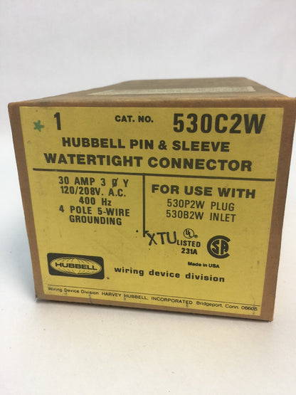 HUBBELL 530C2W PIN & SLEEVE WATERTIGHT CONNECTOR 30A 120/208VAC 4 POLE 5 WIRE