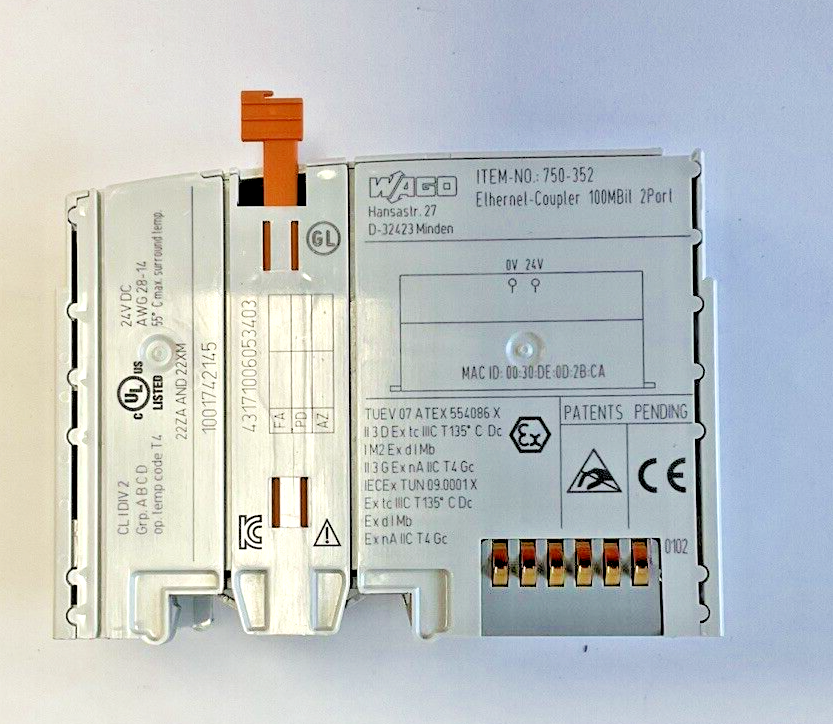 WAGO 750-352 ETHERNET COUPLER 24VDC 2PORT 100MBIL