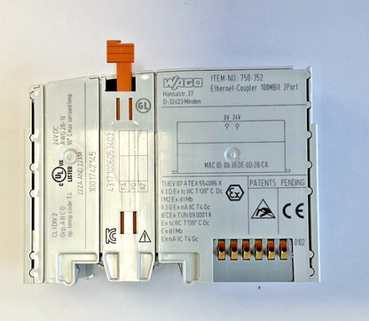 WAGO 750-352 ETHERNET COUPLER 24VDC 2PORT 100MBIL