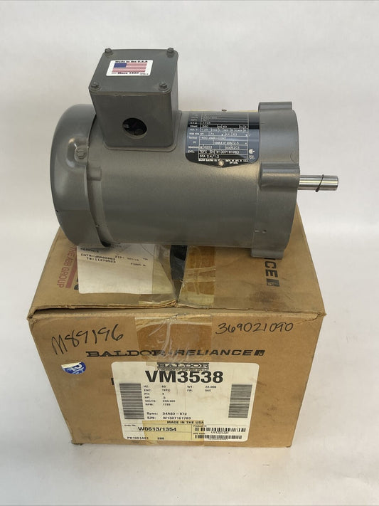 BALDOR RELIANCE VM3538 INDUSTRIAL MOTOR 0.5HP 230/460V 2/1AMP 1725RPM