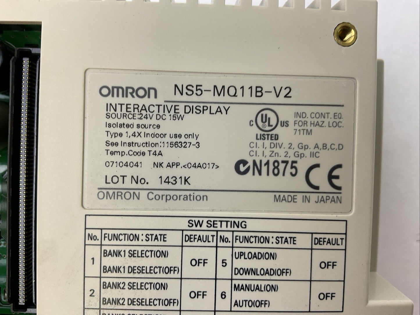 OMRON NS5-MQ11B-V2 INTERACTIVE DISPLAY 24VDC 15W