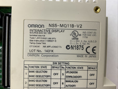 OMRON NS5-MQ11B-V2 INTERACTIVE DISPLAY 24VDC 15W