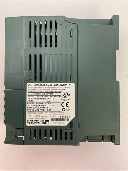 RELIANCE ELECTRIC 6MD100P5 AC DRIVE OUTPUT 3PH 0-230VAC INPUT 1PH 100-120VAC