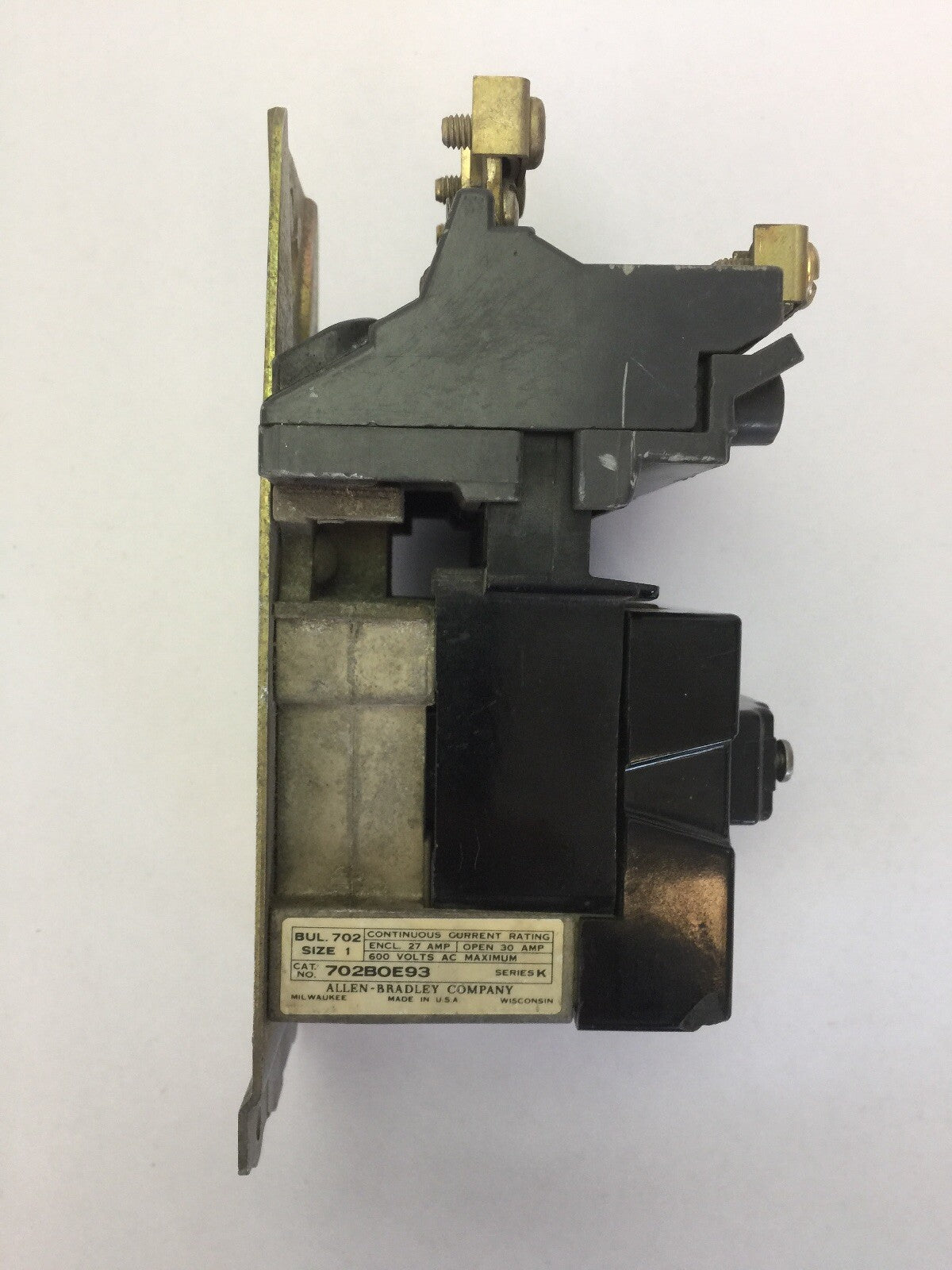 ALLEN BRADLEY 702BOE93 CONTACTOR 600VAC 30A SERIES K 71A86 COIL 120V 60HZ