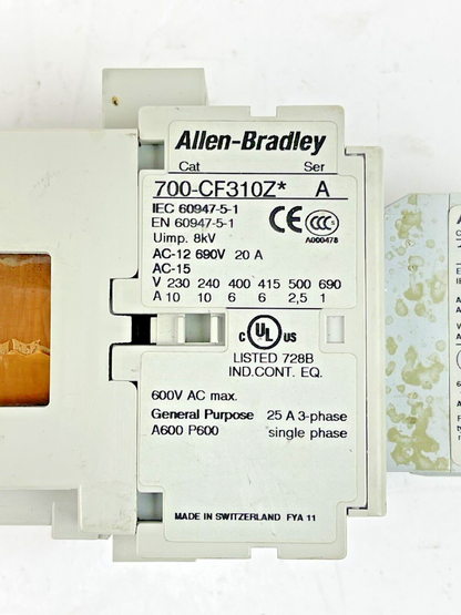 ALLEN BRADLEY - 100-C310Z*10 SER. A 25VDC COIL CONTACTOR & 100-F SER A CONTACTOR