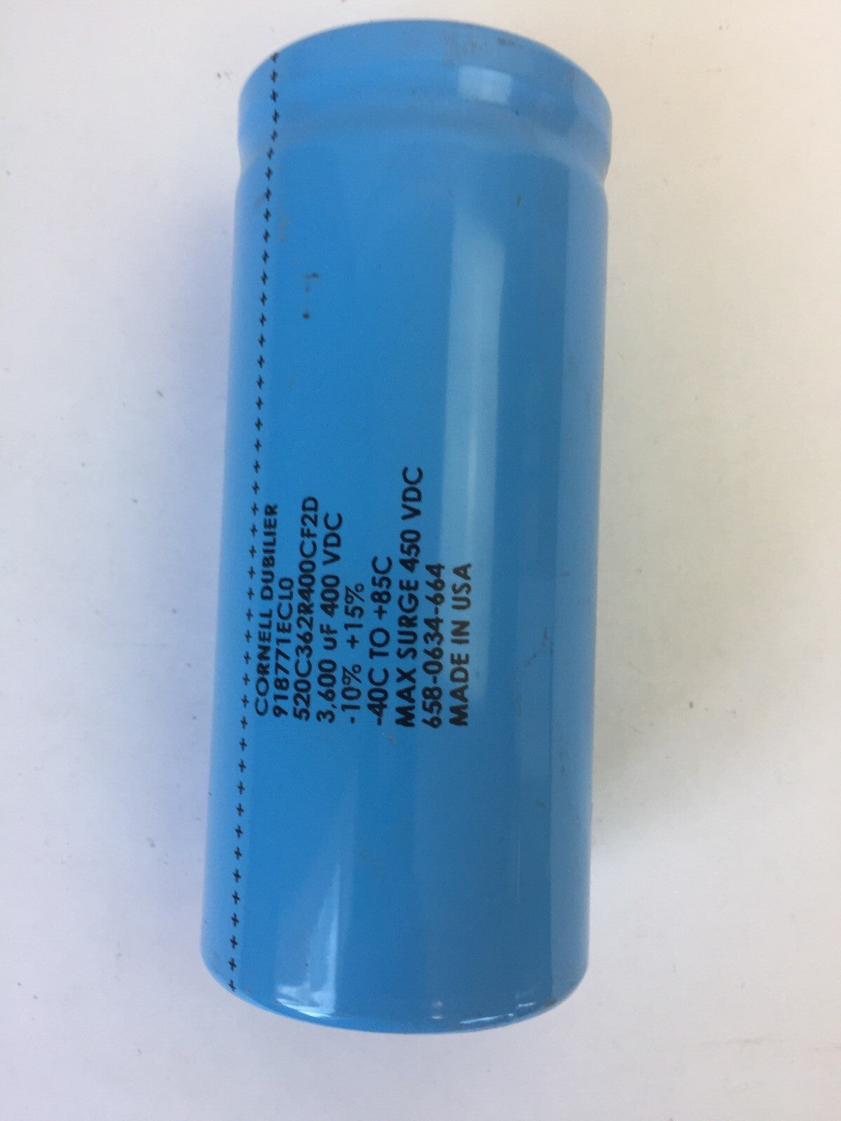 CORNELL DUBILIER 918771ECL0 CAPACITOR 520C362R400CF2D 3600 uF 400VDC -10% +15%