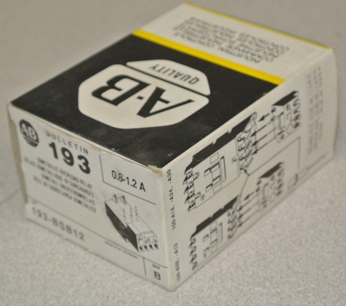 ALLEN-BRADLEY 193-BSB12 BIMETALLIC OVERLOAD RELAY 0.8-1.2A / NEW SURPLUS