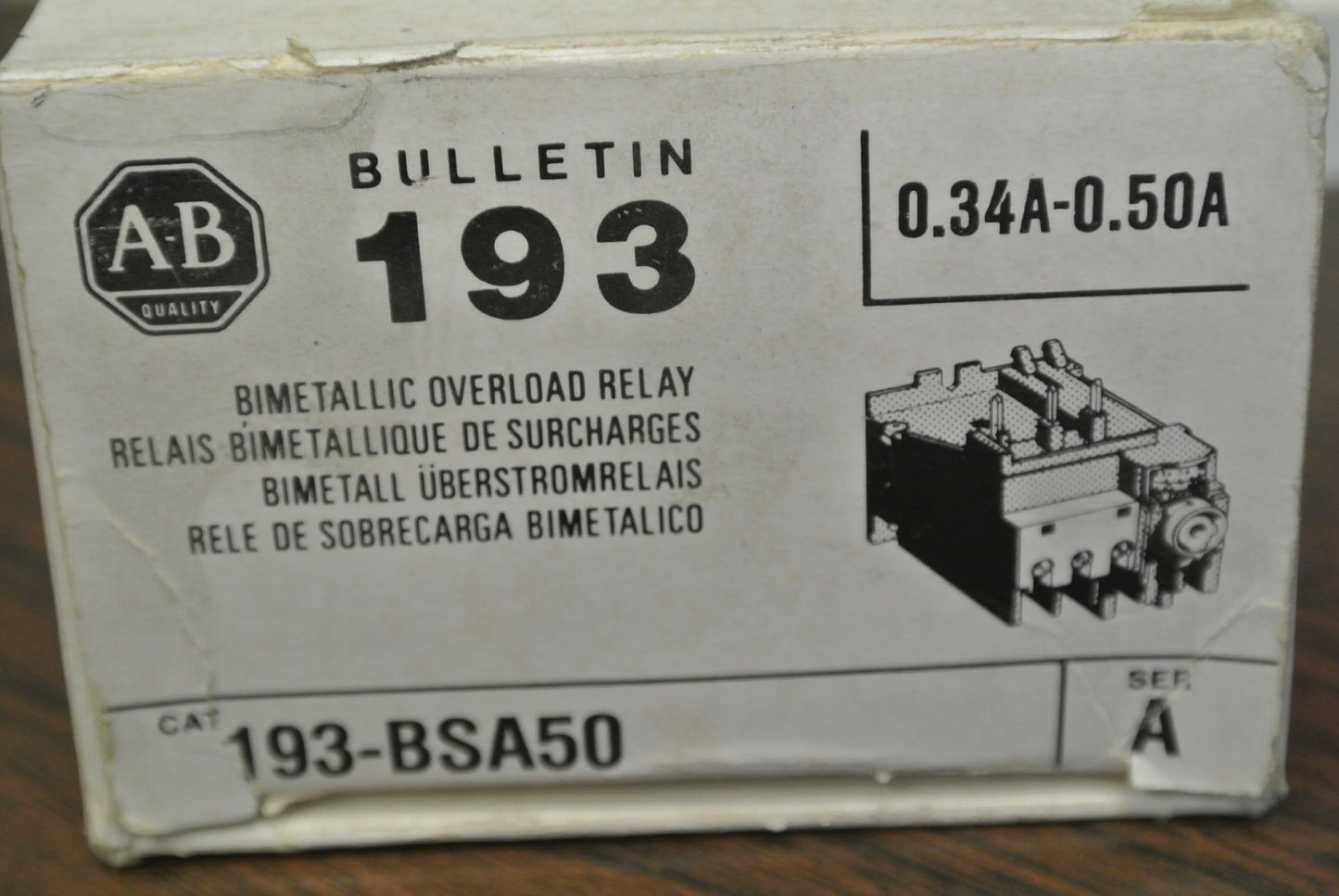 ALLEN-BRADLEY 193-BSA50 BI-METALLIC OVERLOAD RELAY 0.34A-0.50A / NEW SURPLUS