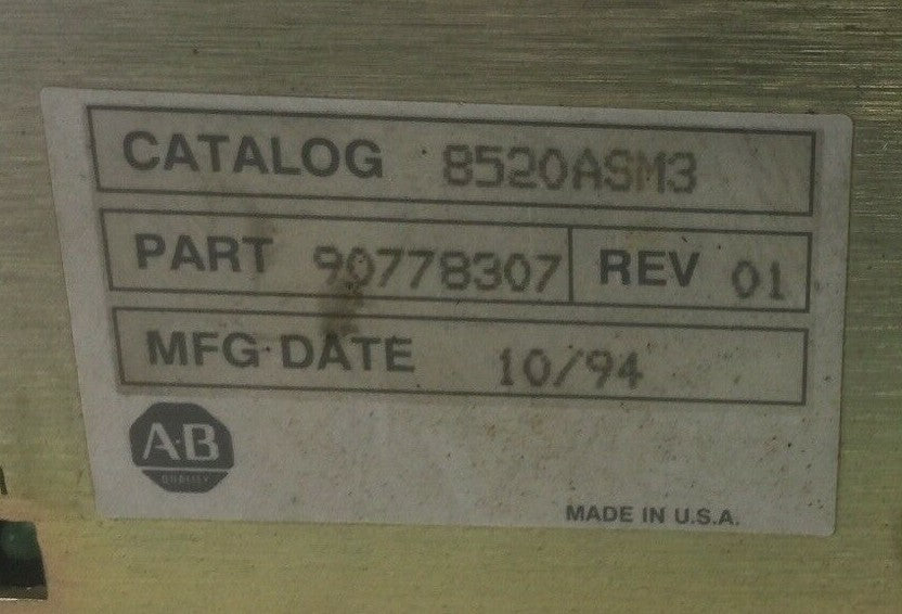 ALLEN BRADLEY 8520ASM3 SERVO MODULE ANALOG REV 01 90778307