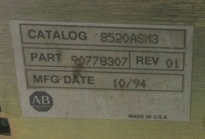 ALLEN BRADLEY 8520ASM3 SERVO MODULE ANALOG REV 01 90778307