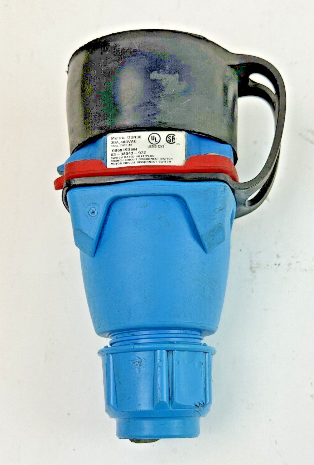 MELTRIC  63-38043-972 DSN30 SWITCH RATED MALE INLET 30A, 480VAC, 10HP