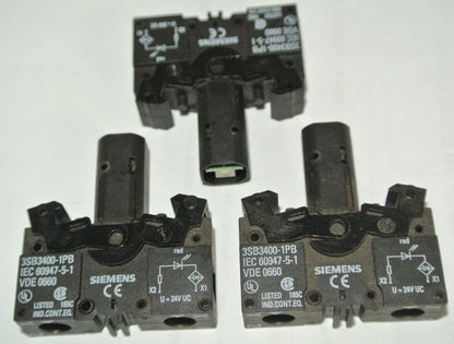 SIEMENS 3SB3400-1PB ACTUATOR/INDICATOR COMPONENT w/ INTEGRATED LED 24V AC/DC