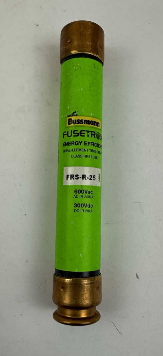 COOPER BUSSMANN FRS-R-25 FUSETRON 25A 600VAC/300VDC RK5 TIME DELAY LOT OF 2